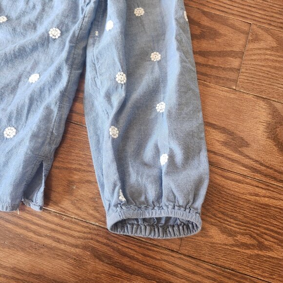 Talbots Women’s L Petite Chambray Popover Top Embroidered Daisy Long Sleeve - Picture 7 of 11